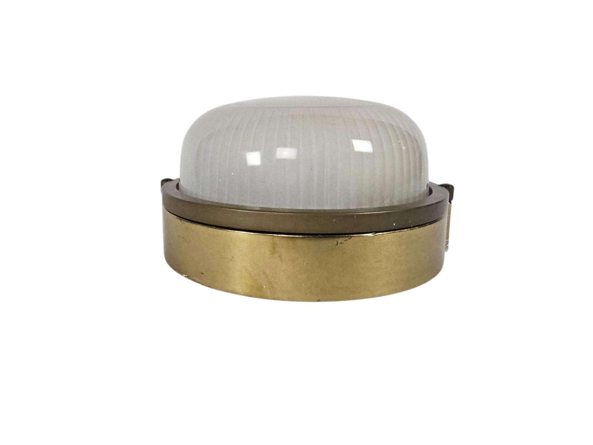 Lampe de navire - Lampe à œil de bœuf - laiton - verre - lampe murale - solide - années 80