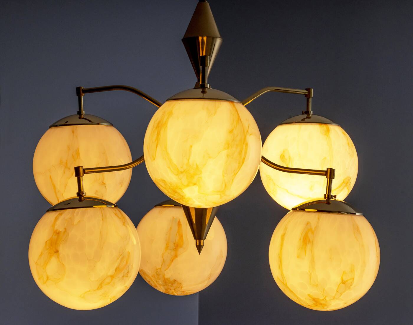 Vintage Marbled Glass Chandelier, 1960s–1980s, Czechoslovakia