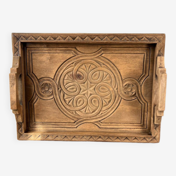 Carved oak tray