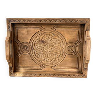 Carved oak tray