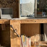 Large raw solid wood workbench