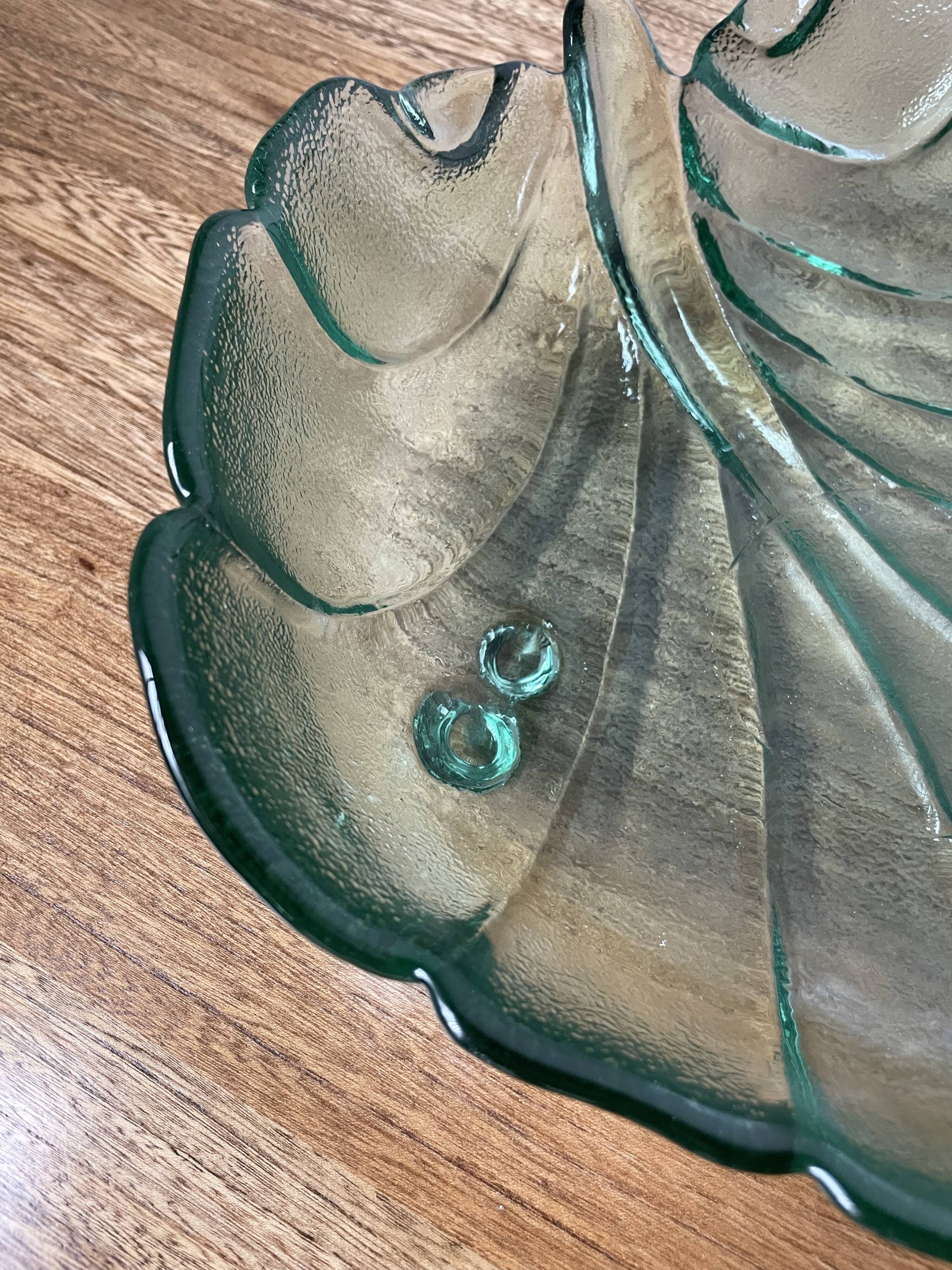 Tinted glass “leaf” dish