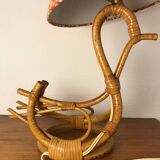 Lampe rotin forme cygne vintage