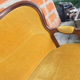 Louis XV style sofa in yellow velvet