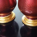 Paire de vases soliflore porcelaine Royal couronne vase craquelé  XIX