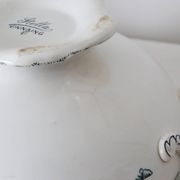 Terre de Fer tureen or salad bowl, Onnaing earthenware, Stella motif, French manufacture