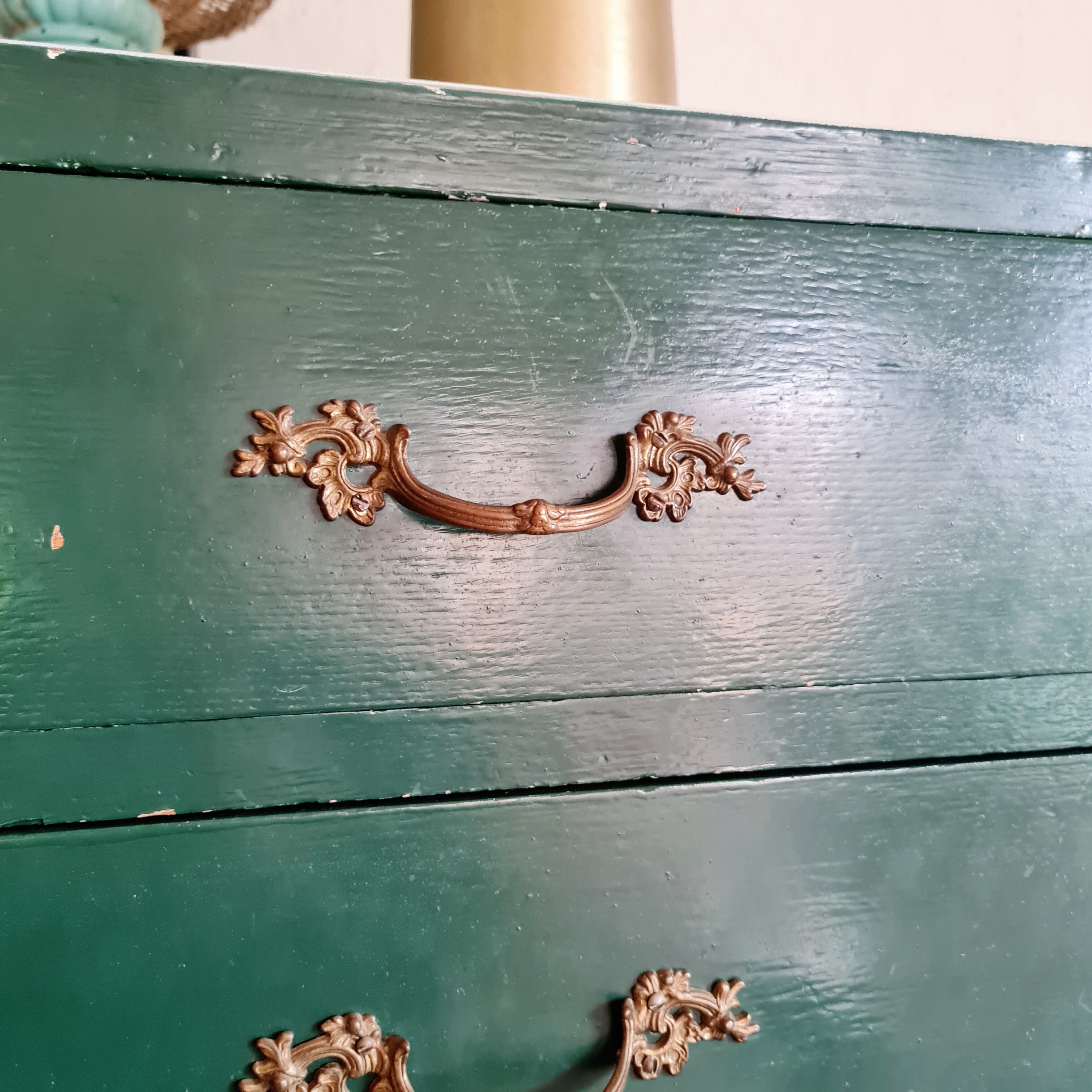 Green antique craft furniture counter