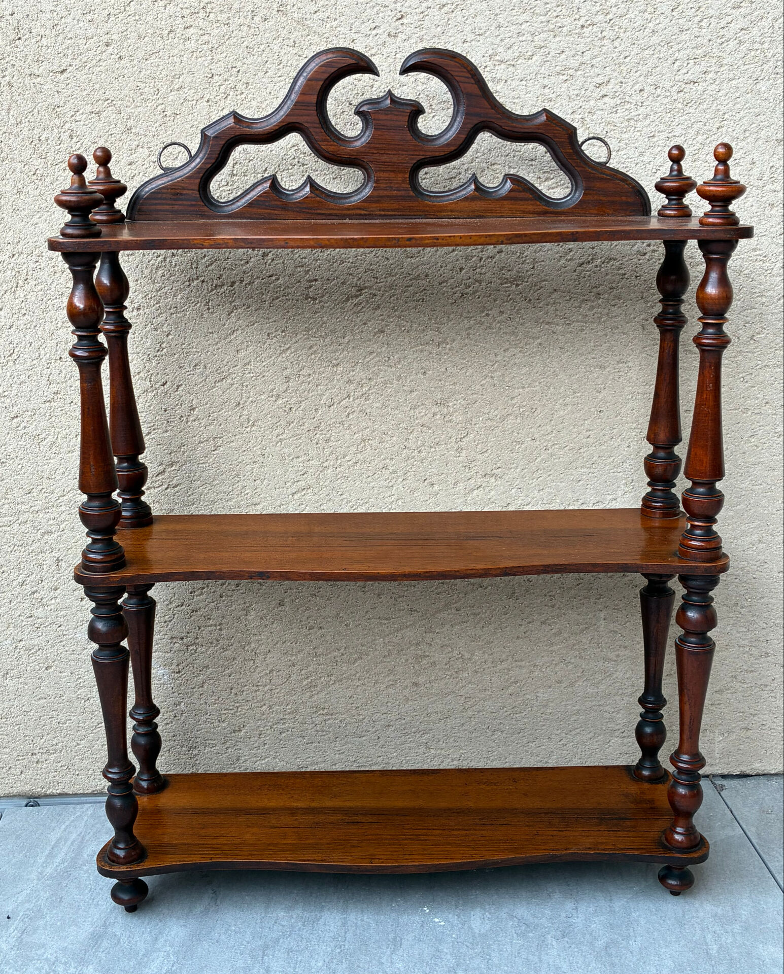 Vintage 60s turned wooden shelf