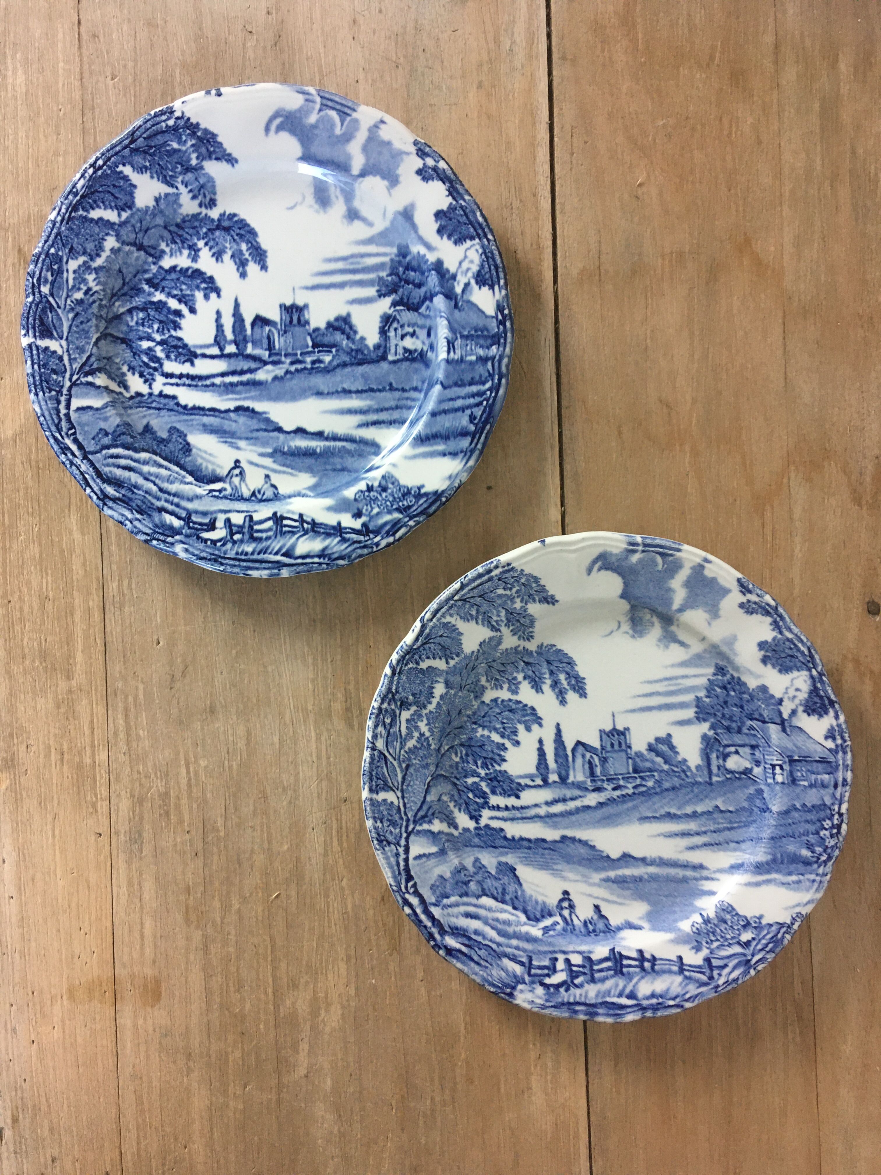 Blue English dessert plates