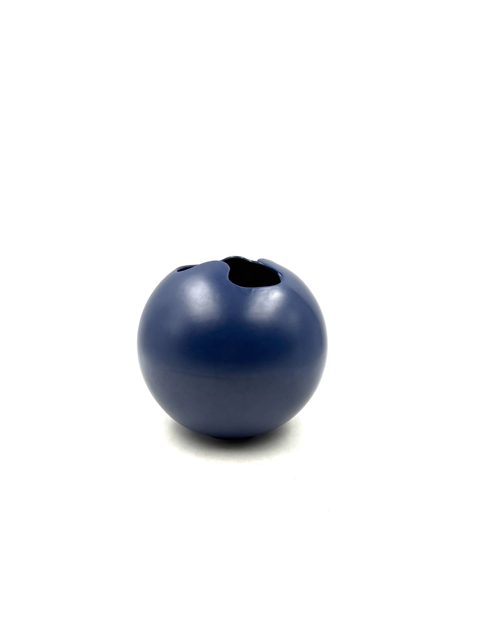 Modern blue spherical ceramic vase, Italy 1970