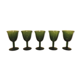 Set de 5 verres anciens en verre bullé soufflé
