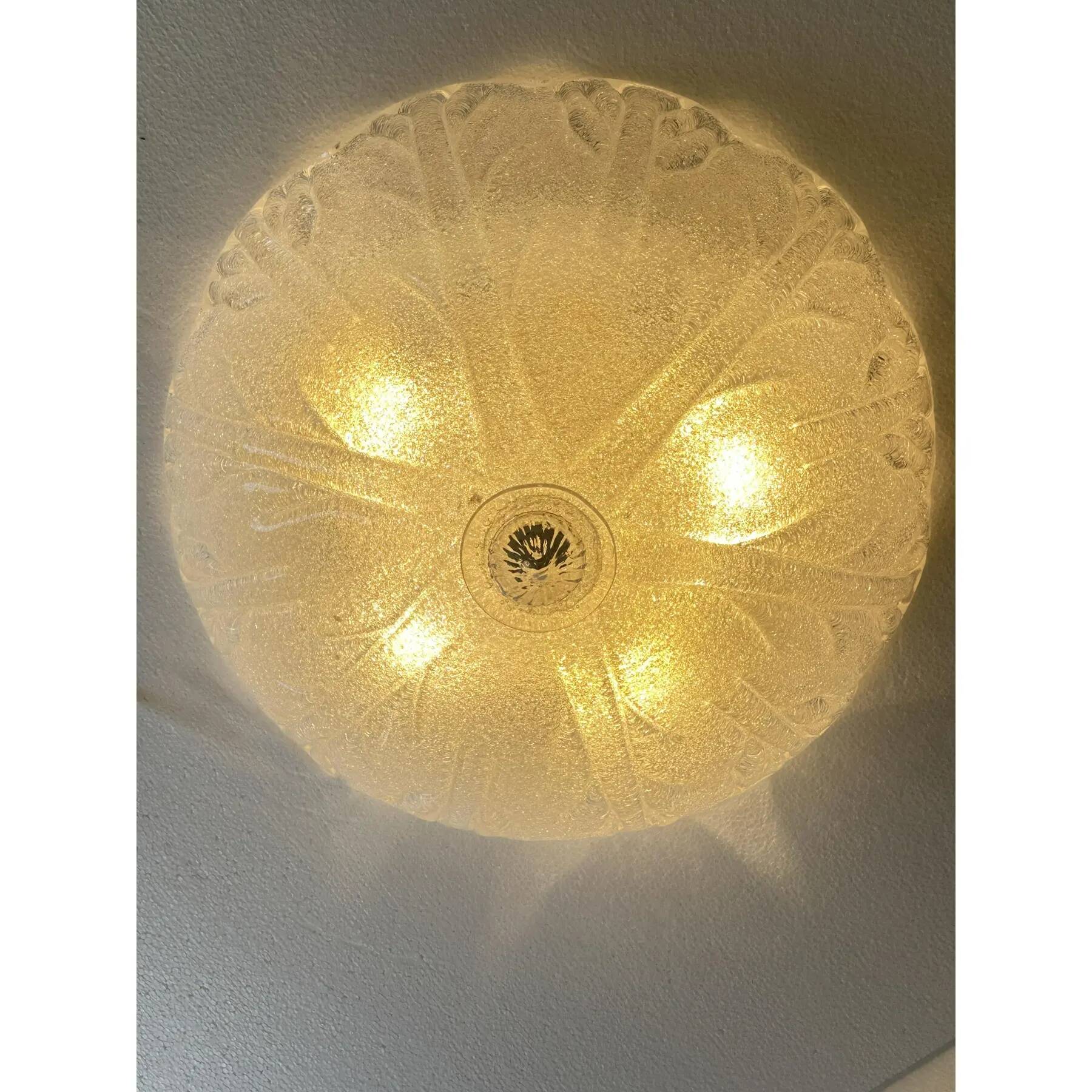 Venetian Vintage Trasparent Graniglia Murano Glass Flush Mount