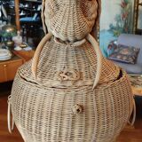 Old vintage rattan elephant head chest basket