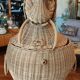 Old vintage rattan elephant head chest basket