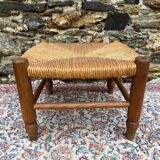 Low stool in wood and straw