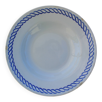 Deep plate with royal blue geometric pattern marked on the back FB 45.