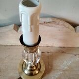 Small 1940s bedside lamp - cut glass and brass base