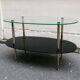Table basse ovale verre et laiton 1960