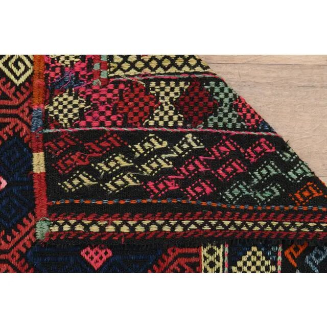 1970s Vintage Turkish Oushak Handmade Wool Cotton Red Kilim Rug 195x263