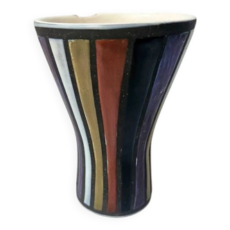 Vase diabolo Roger Capron Vallauris – Rayures – céramique vintage années 50