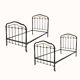 Antique matching pair of antique cast iron single beds in black and gold