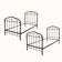 Antique matching pair of antique cast iron single beds in black and gold