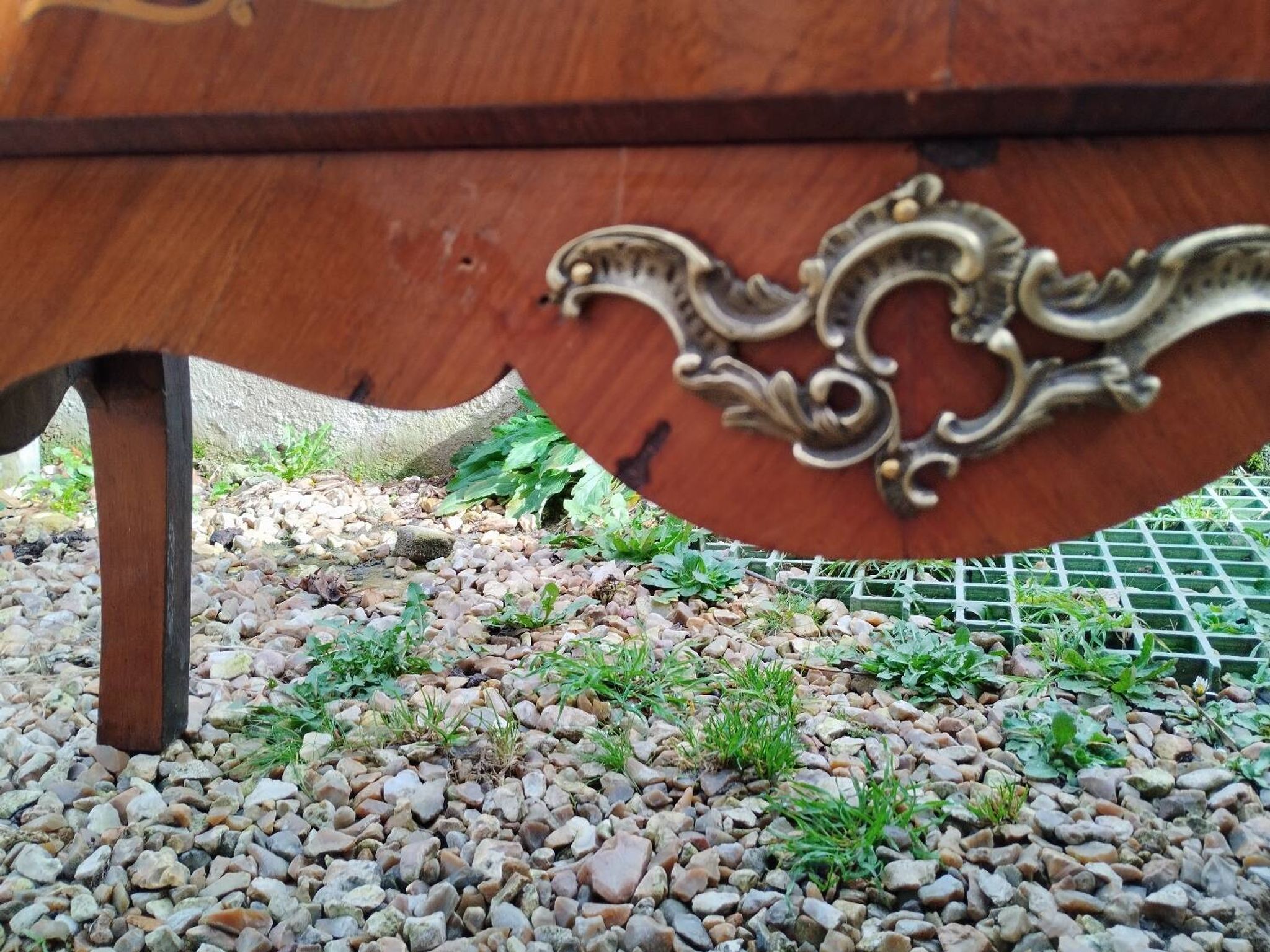 Louis xv style marble top marquetry chest of drawers