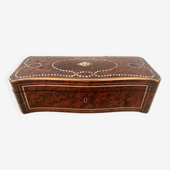 Glove box in cedar burl napoleon iii boulle marquetry 19th century