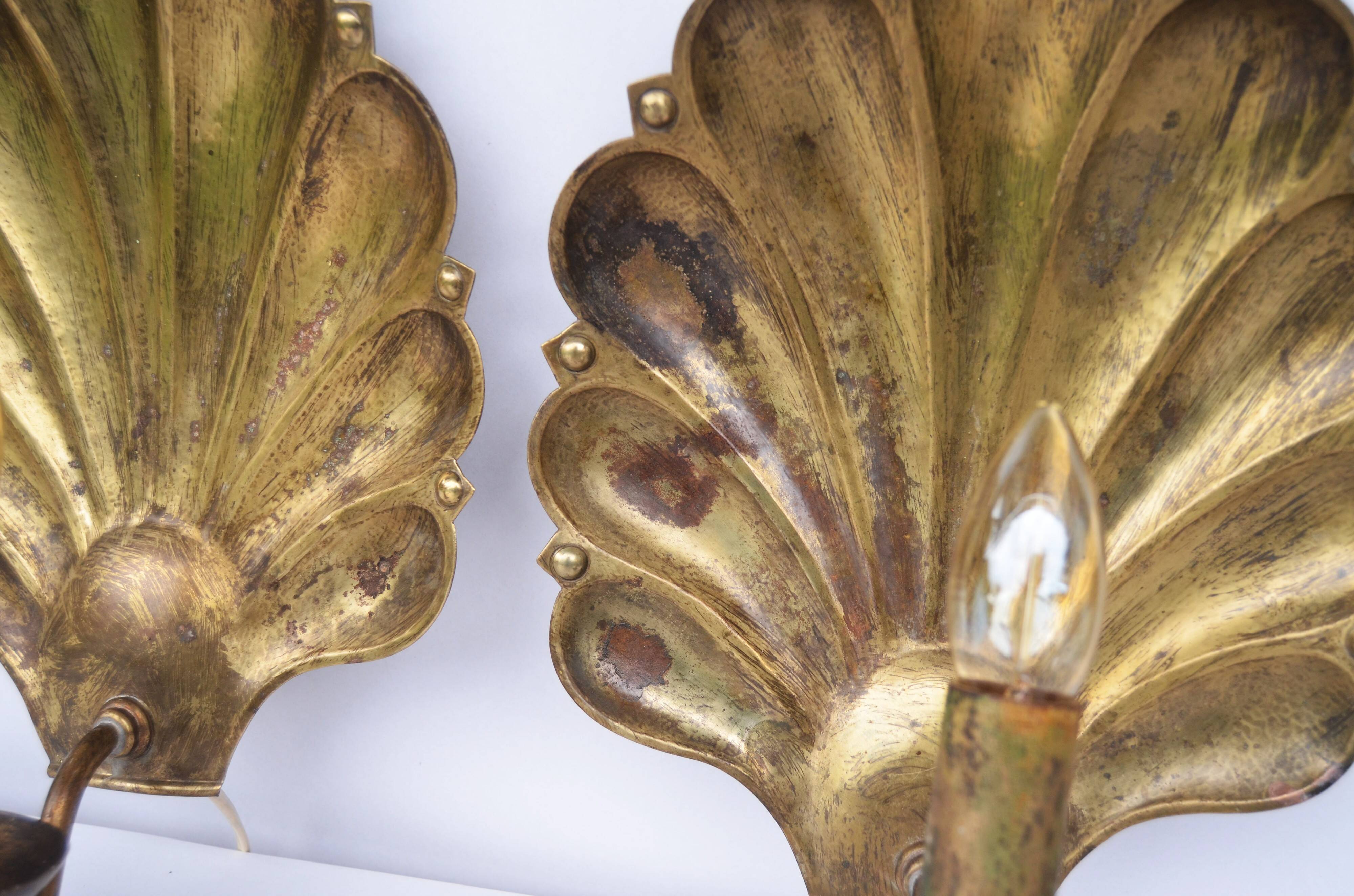 Appliques murales suédoises conçues par a.W. Borgh, coquillages de Jonkoping, Scandinavie