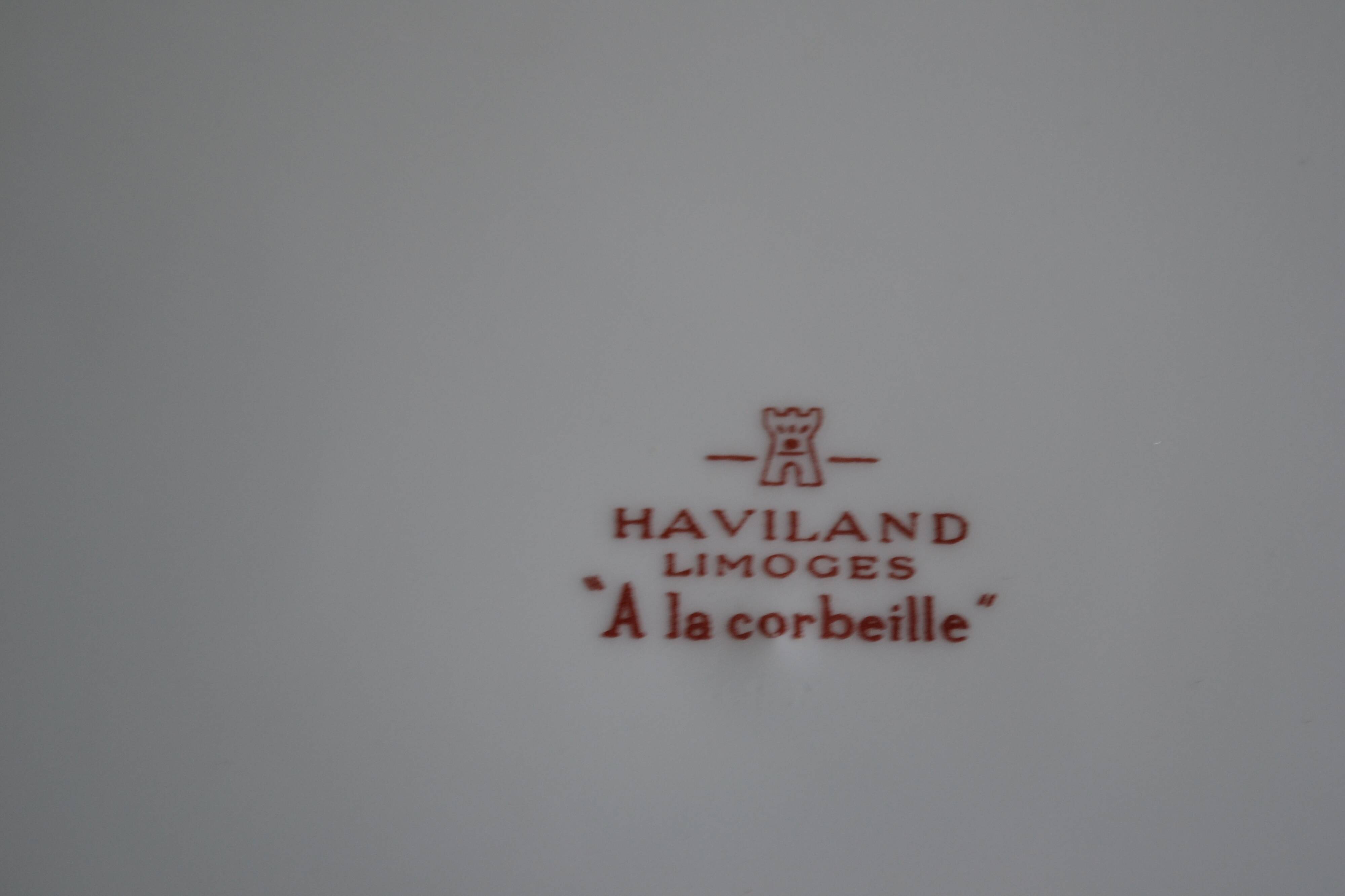 Limoges porcelain Haviland 6 flat plates decor "In the basket"