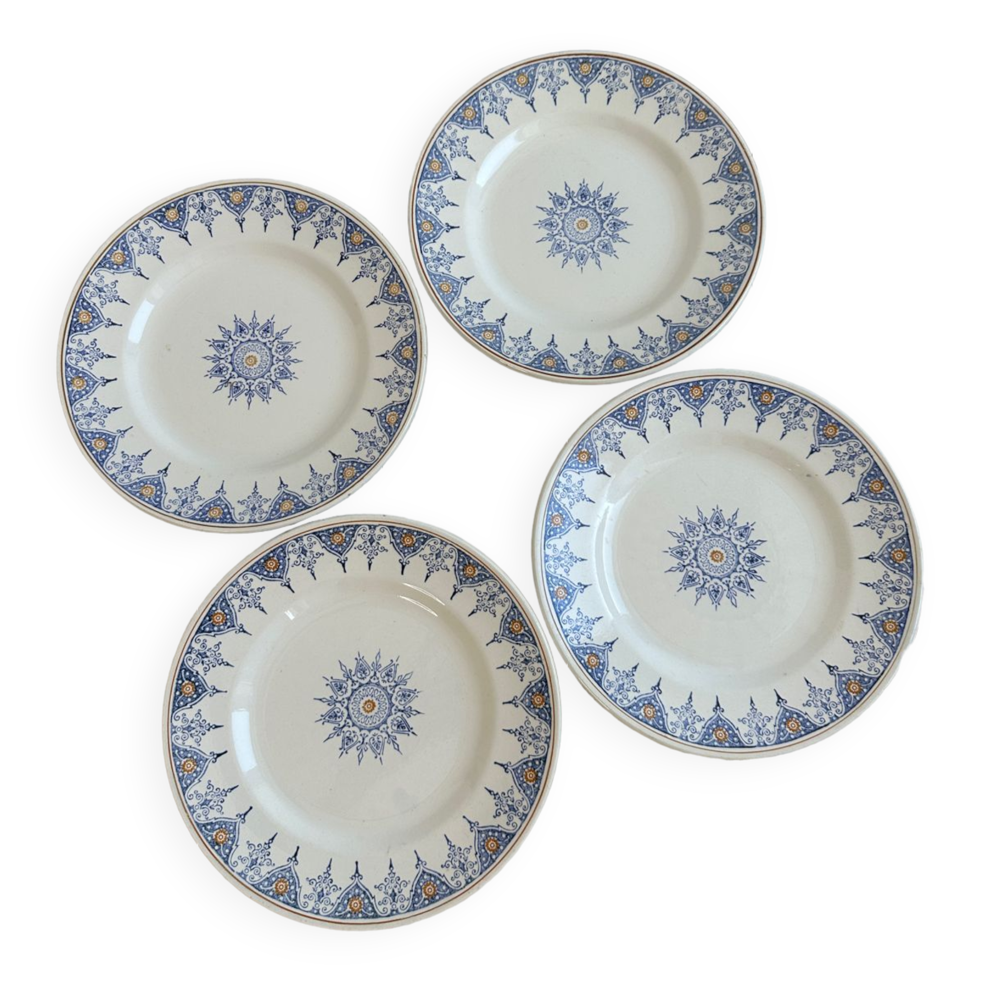 Lot de 4 assiettes Terre de fer St Amand