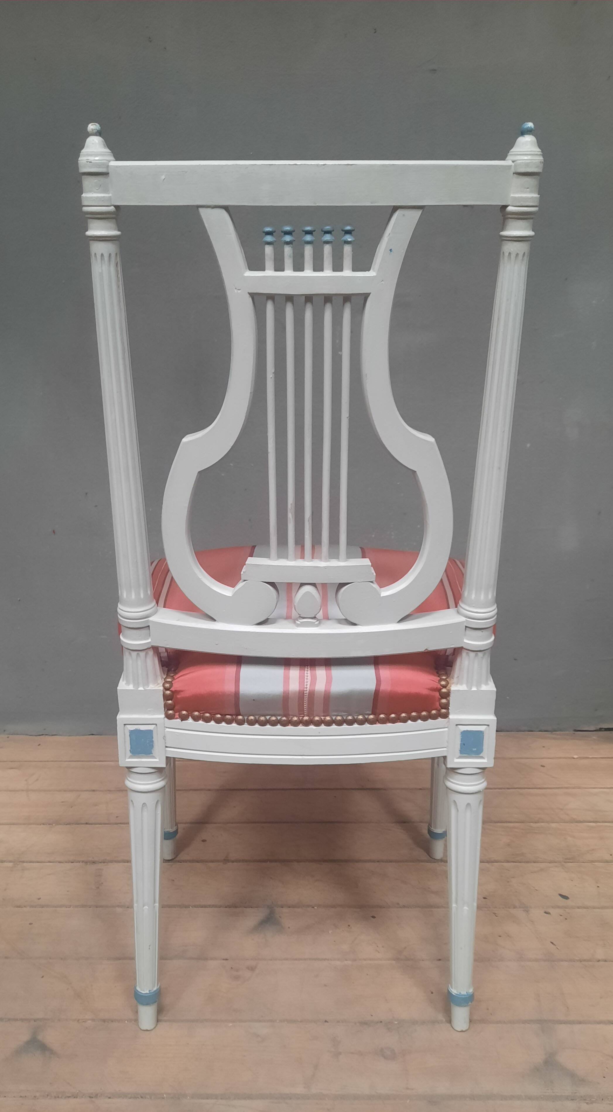 Louis XVI style lacquered chair with lyre back