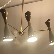 Pendant light 8 lights brass white and golden