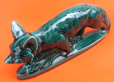 Art deco zoomorphic sculpture glazed ceramics n° 928 fox