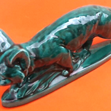 Art deco zoomorphic sculpture glazed ceramics n° 928 fox