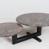Sculptural coffee table in granite and wood, Italy 1980s.