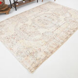 Distressed beige classic carpet 282x193cm
