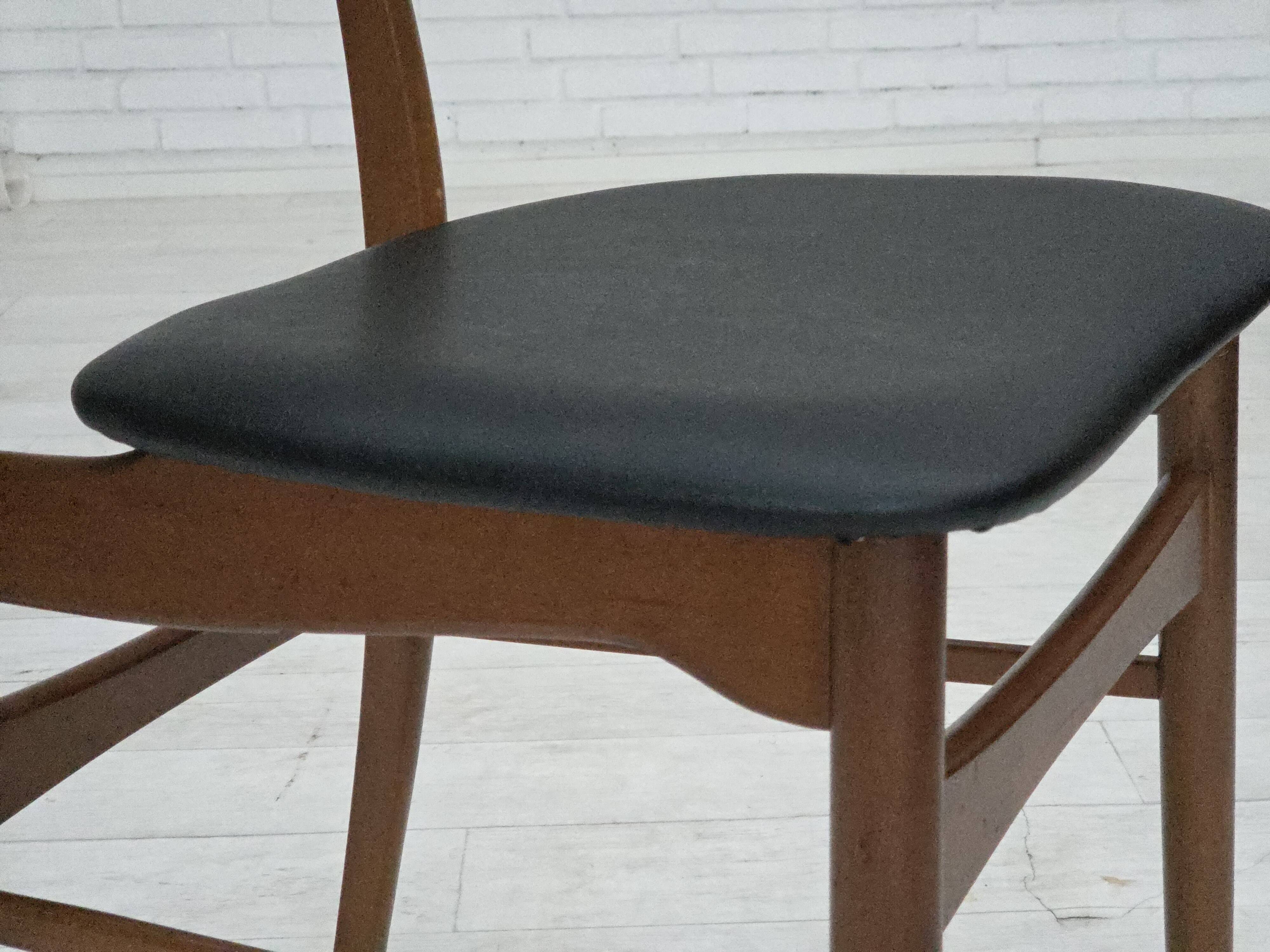 1960s, Danish design, set of 4 reupholstered dining chairs.