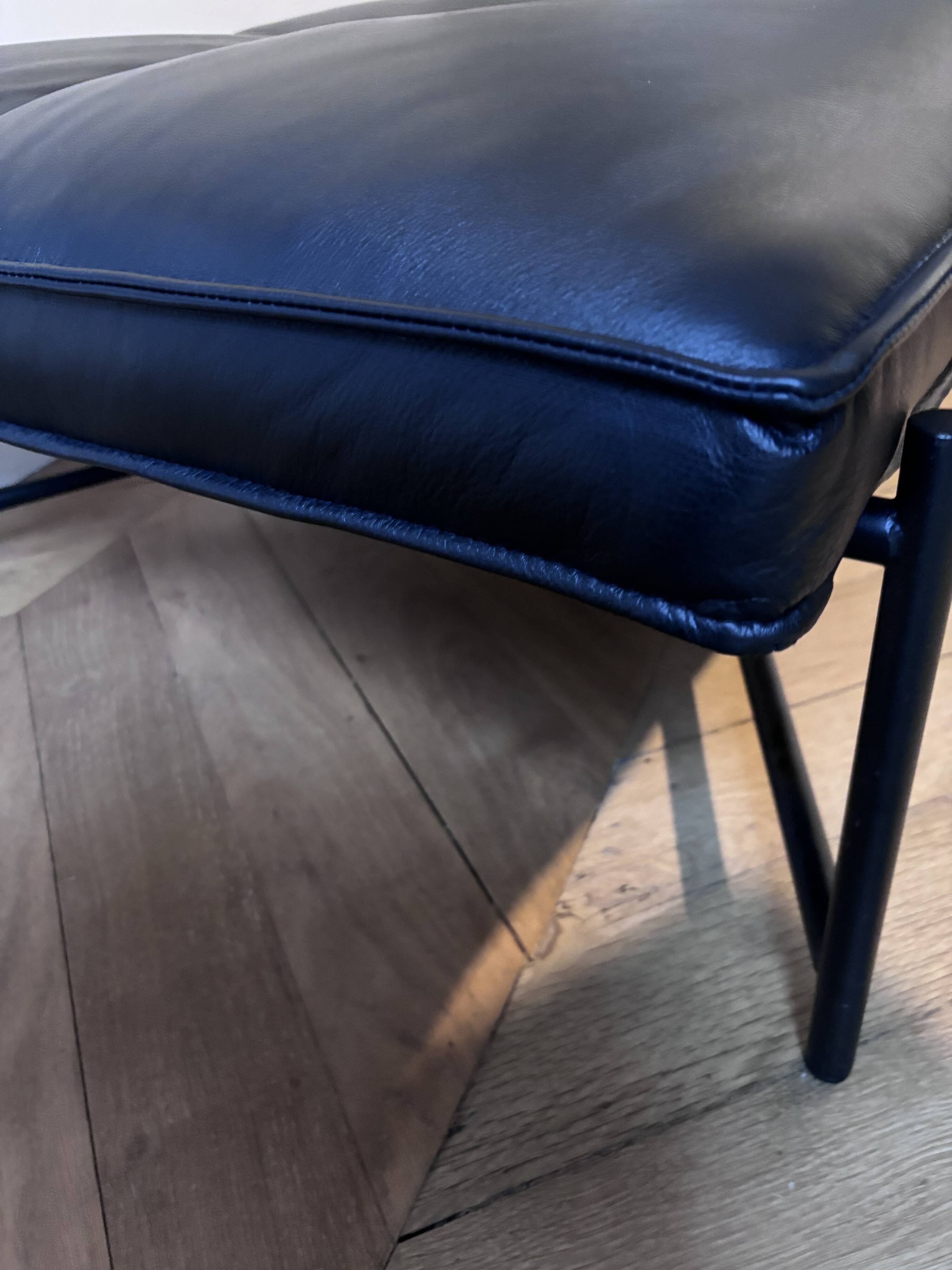 Black leather bench seat