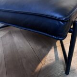 Black leather bench seat