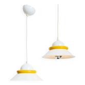 A pair of yellow and white two-tone suspensions, Italy, 1970s.