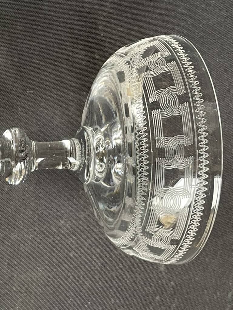 6 Baccarat champagne glasses engraving 3458