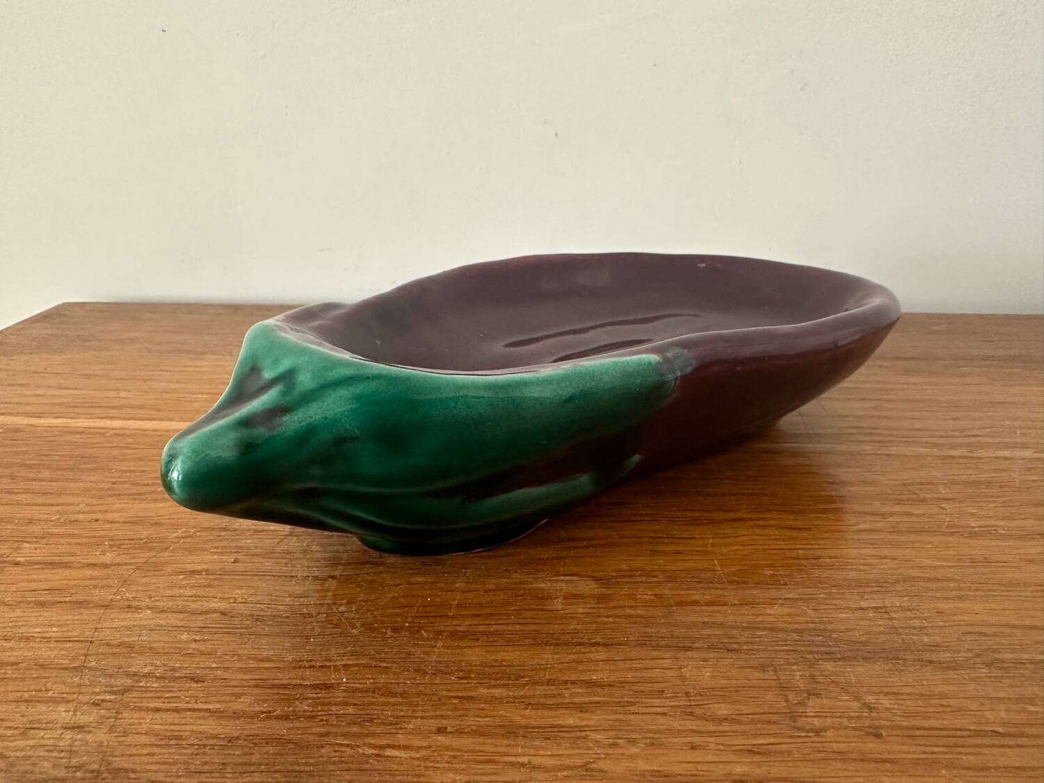Old Vallauris aubergine ceramic vintage empty pocket bowl