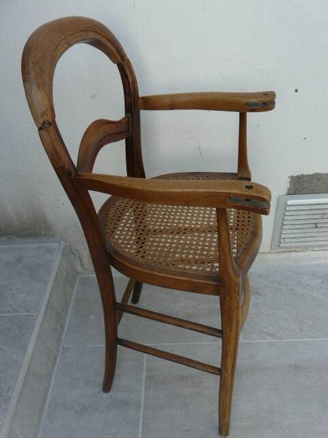 antique caned high chair for children