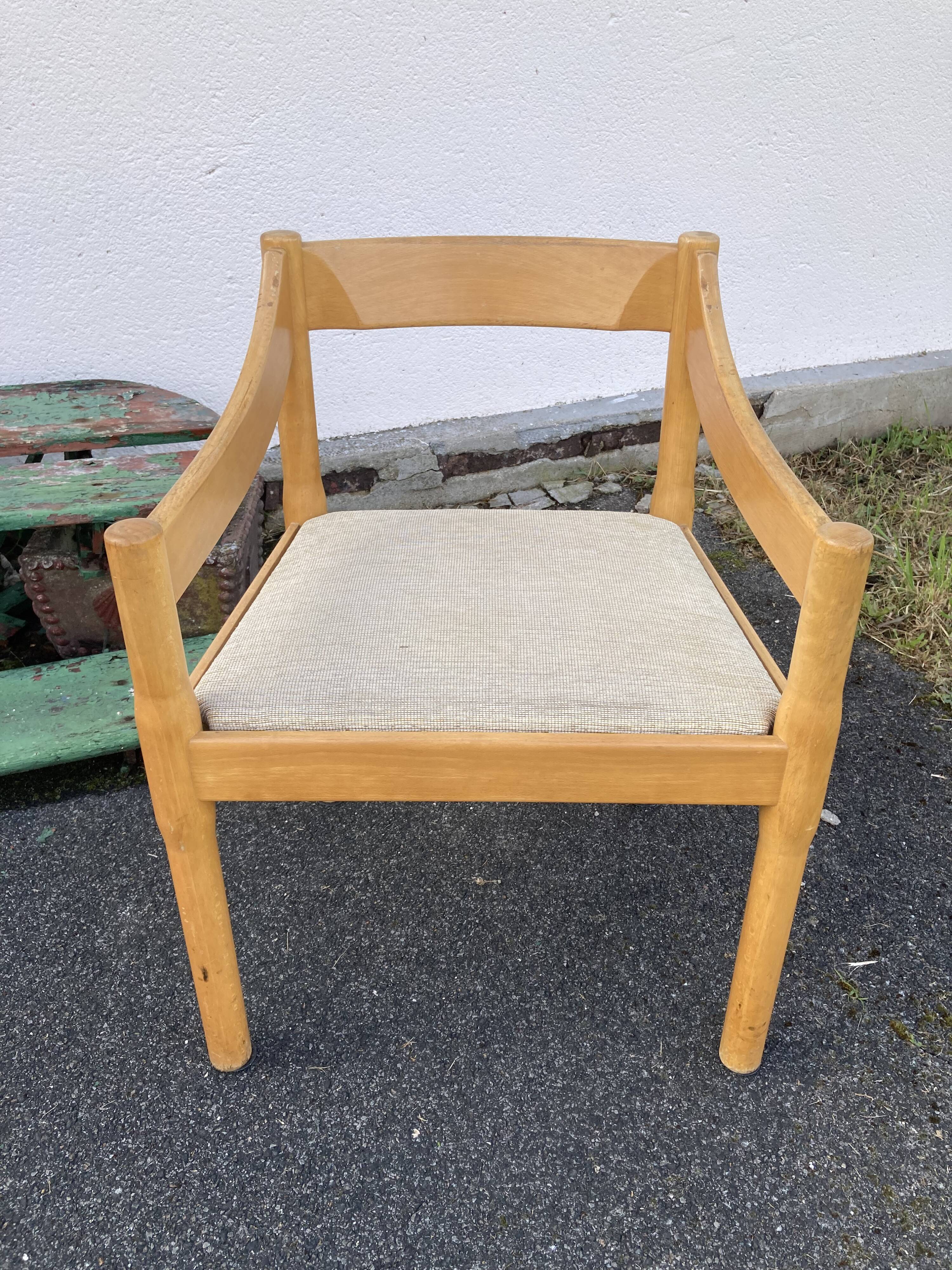 Six Carimate Cassina armchairs 1960's by Vico Magistretti