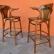Set of 2 Bar Stools Restaurant Pub Tavern Curved Wood