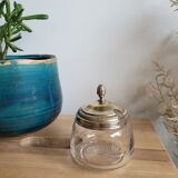Boîte en verre ciselé et couvercle argent