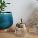 Boîte en verre ciselé et couvercle argent