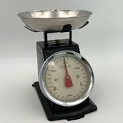 Vintage kitchen scale, black metal and stainless steel