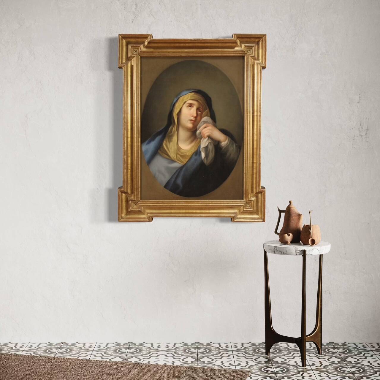 Antique painting of the Virgin of Sorrows from the 18th century